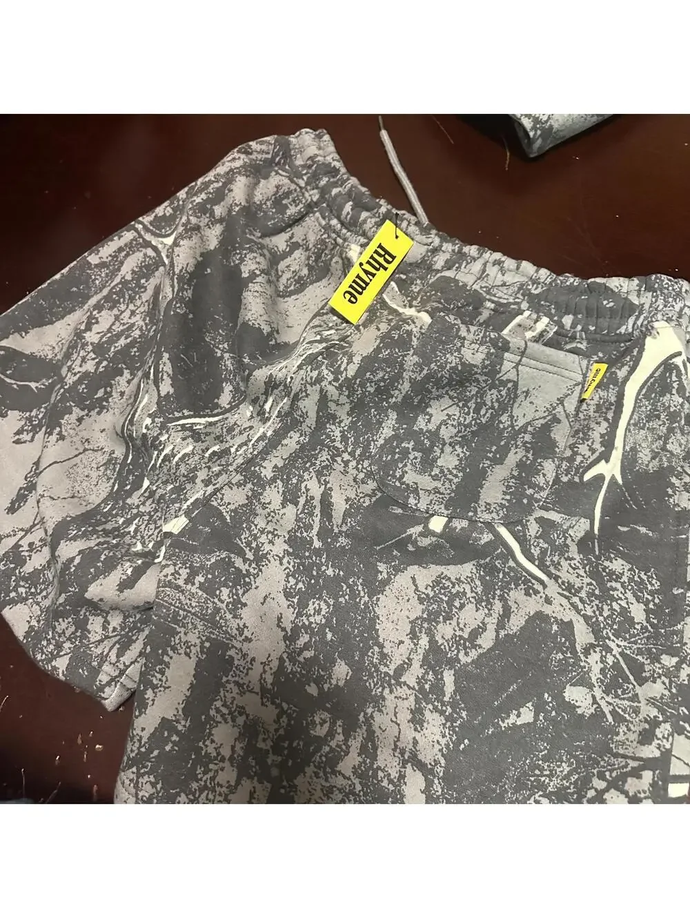 RHYME Men’s gray hunters camouflage tree hooded shorts sweatsuit large - Picture 6 of 6